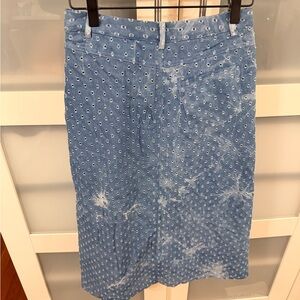 Girls' Light Blue Patterned Denim Midi Skirt